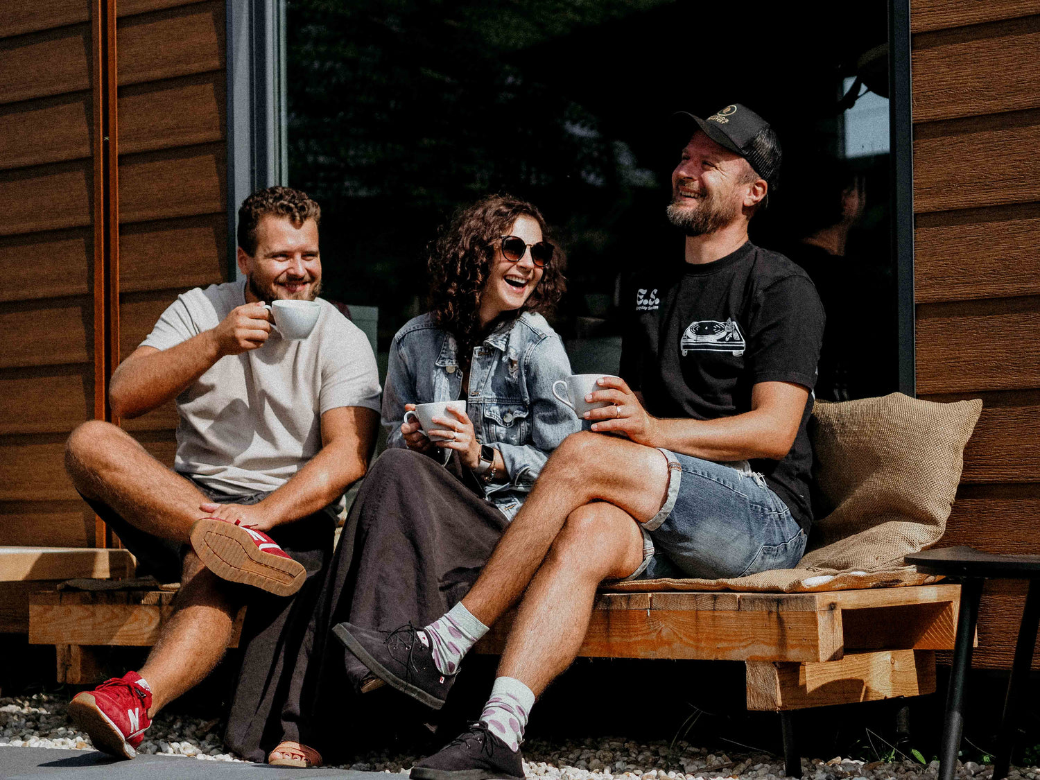 Diamond Coffee Roaster team Sitting in a group enjoying coffee